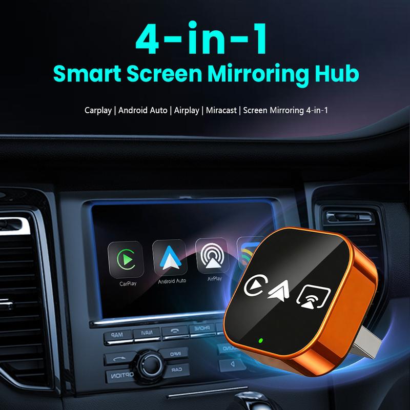 2026 Upgrade 4 in 1 Wireless CarPlay Android Auto Adapter Smart Box Car Play Dongle Plug&Play Auto Connect For iPhone Android