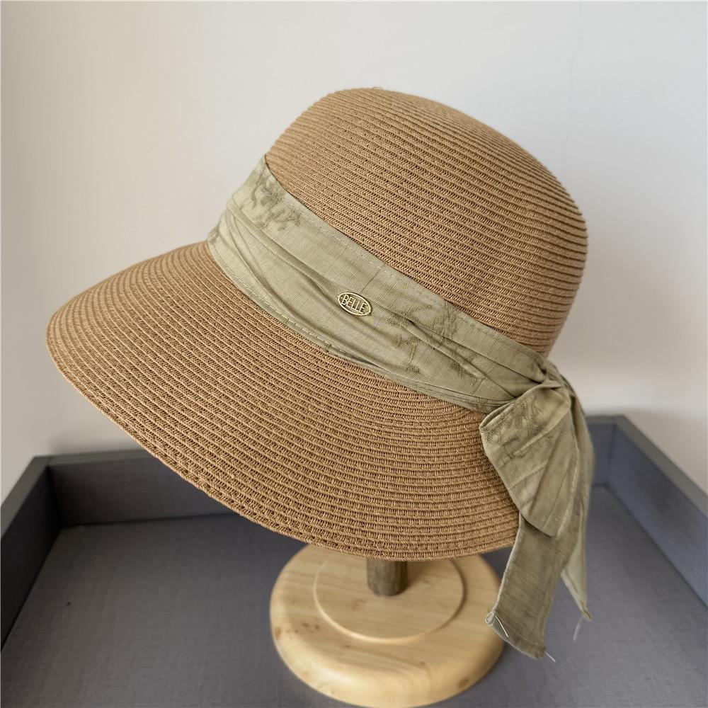 Straw hat versatile big eaves sun hat summer travel bucket hat face small shade sun hat