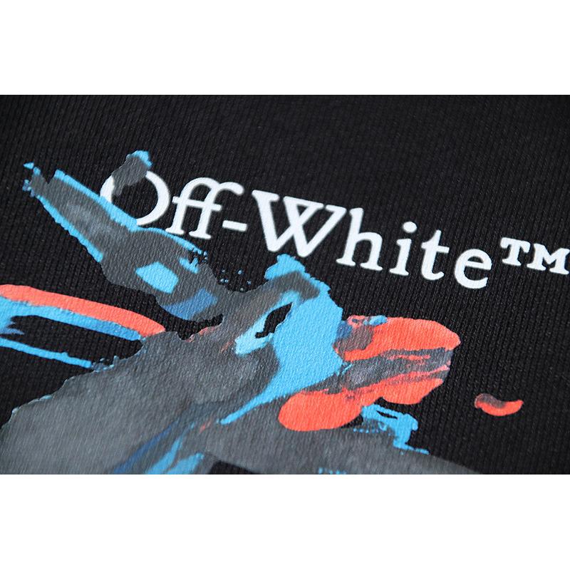 1319 Off-White 2026 Осень/Зима Новые Худи с Круглым Вырезом OW Graffiti Paint Стрелки Печатные Мужские и Женские