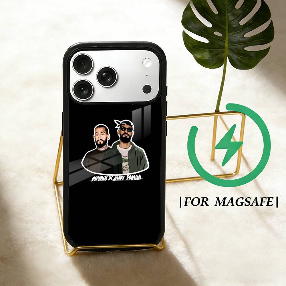 MiyaGi H-Hajime Andy Panda Чехол для телефона для iPhone 17 16 15 14 13 12 Pro Max Plus для Magsafe Зеркальный Беспроводной Магнитный Чехол