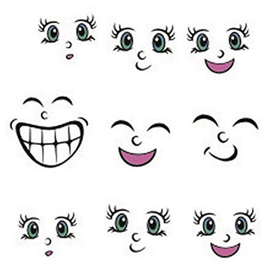 Smiling Nail Nail Art Stickers DIY Face Art Decals for Nail