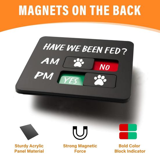 Напоминание о кормлении питомца с магнитом. Таблица кормления собаки/кошки с отметками Покормлены ли мы УТРО/ВЕЧЕР. Ежедневная доска-слайдер для кормления питомца. Магнит на холодильник
