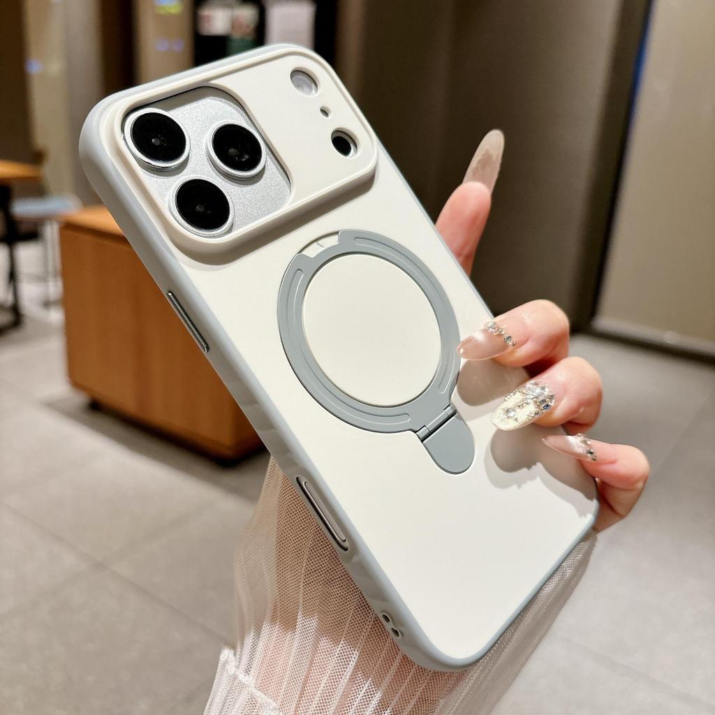iPhone 17 Pro Max Матовый противоскользящий чехол-подставка с магнитом - Защитная пленка с полным покрытием