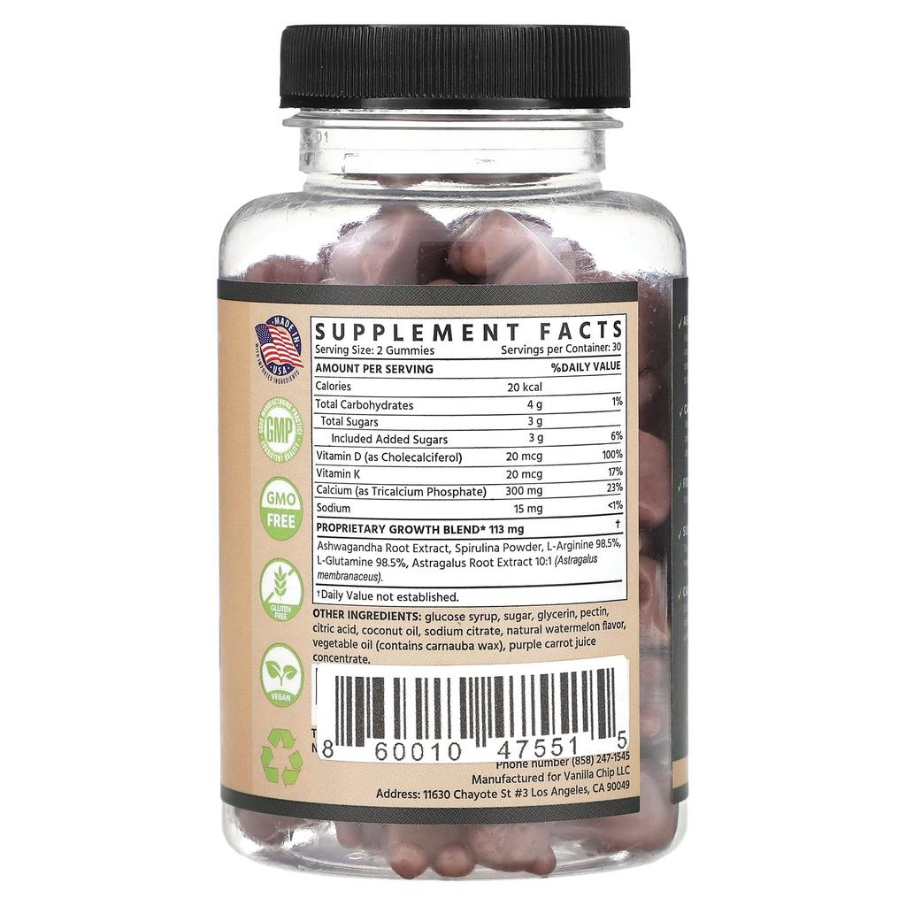 TruHeight Growth Gummies, Multivitamins, 5-24 Years Old, Watermelon Flavor, 60 Gummies