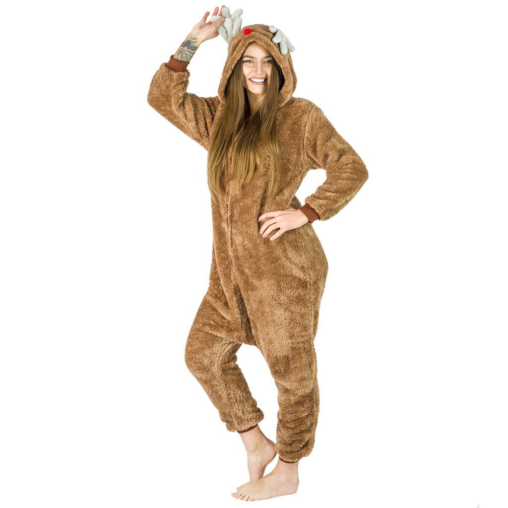 Men's dark reindeer pajamas gift kigurumi onesie one-piece l Reindeer Onesie Costume - L