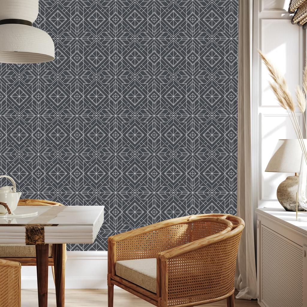 Wallpaper Geometric Pattern Graphite and Gray for Living Room and Bedroom 50x1000