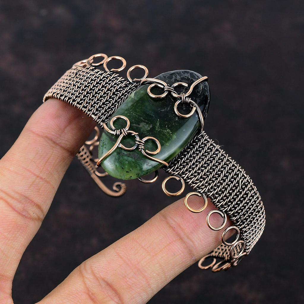 Vasonite Cuff Bracelet Copper Wire Wrapped Bangle Adjustable Cuff Bracelet Natural Gemstone Bangle Handmade Copper Wire Jewelry Gift For Her