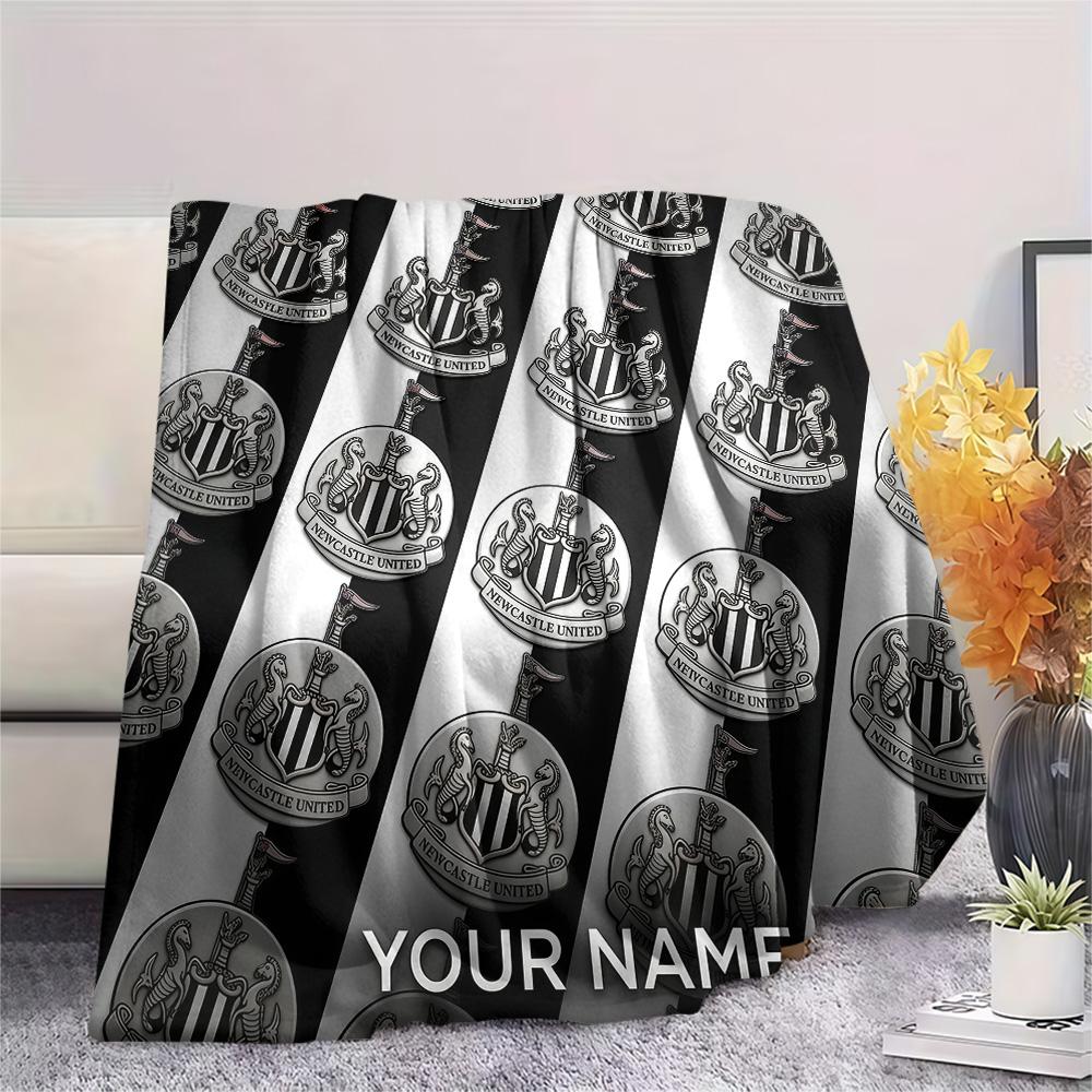 Custom Name Newcastle United Flannel Blanket, High quality Comfortable for All Seasons, Home Decor, Warmth and Comfort
