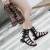 Roman Shoes Sandals Women's Beach Hollow Comfortable 2025 Spring New Flat Heel Fashion Versatile High-top Lace-up Shoes