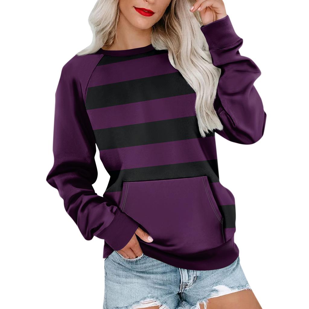 Женская толстовка с длинным рукавом, повседневная, с круглым вырезом, симпатичная, с принтом, легкая толстовка с карманом