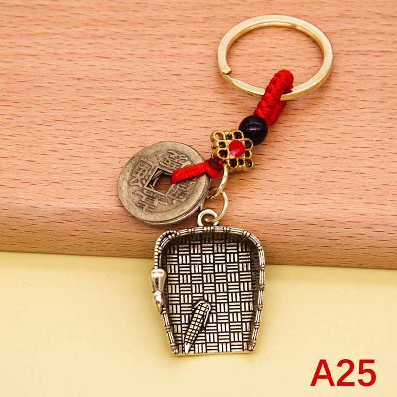 Винтажный медный брелок для денег, монет, монет удачи, брелок для ключей в стиле фэн-шуй с тыквой
