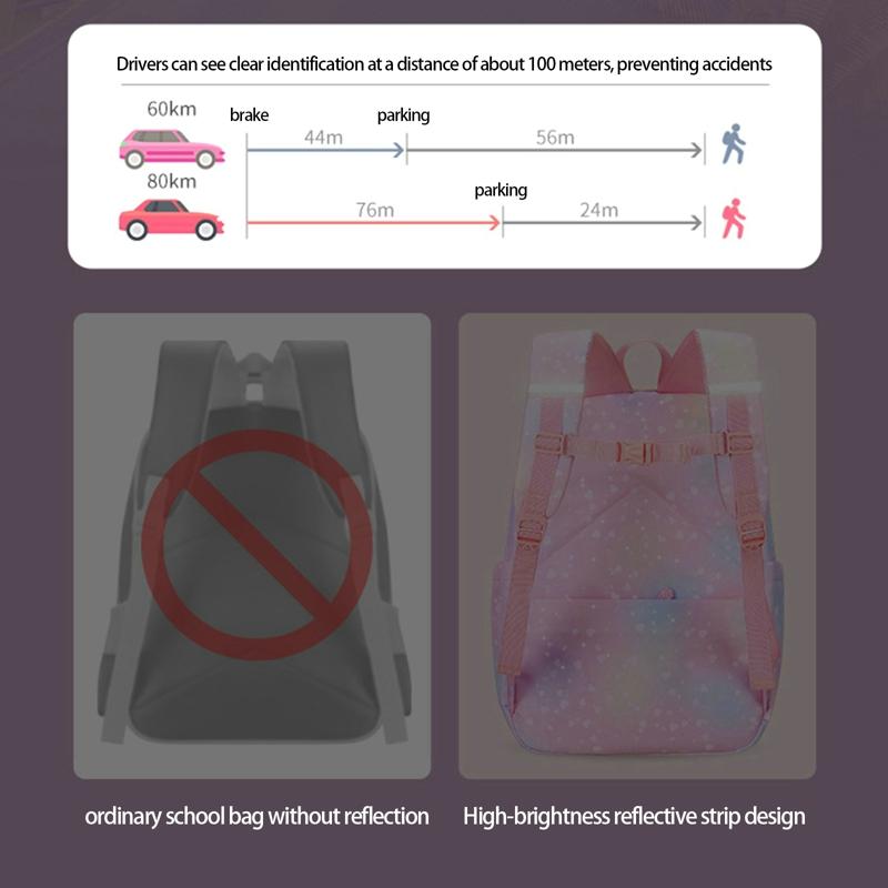 Side-Opening School Bags Waterproof School Backpack for Girls Gradient Color Princess Backpack Kids Schoolbag Primary School