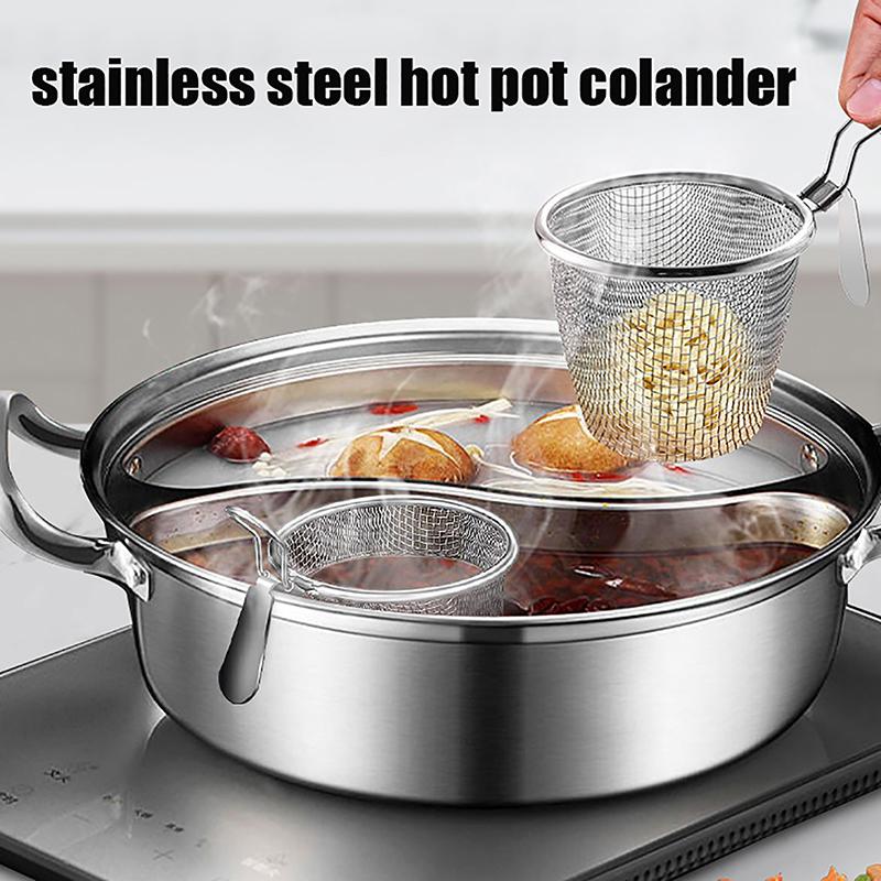 Stainless Steel Mesh Net Strainer Basket Colander Pot Boil Food Colander To Strain Rinse Fry Steam Cook Vegetables Pasta