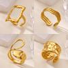 Popular New Irregular Geometric Hollow Stainless Steel Gold-plated Personalized Opening Women's Ring