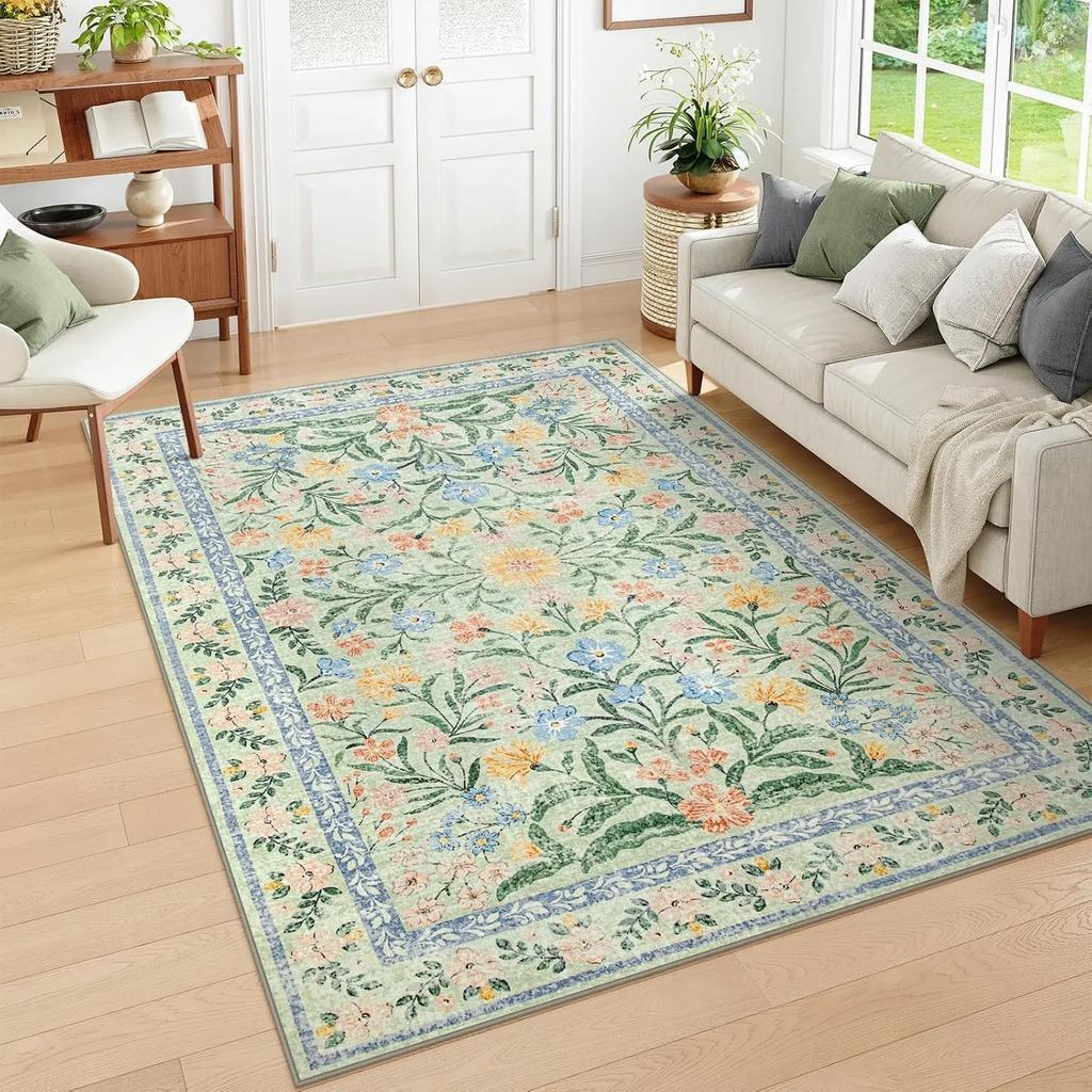 Ковер для гостиной, украшение для дома, ковер с цветами, мягкий, машинная стирка, коврик для пола, декор для спальни, прикроватные нескользящие коврики, складной