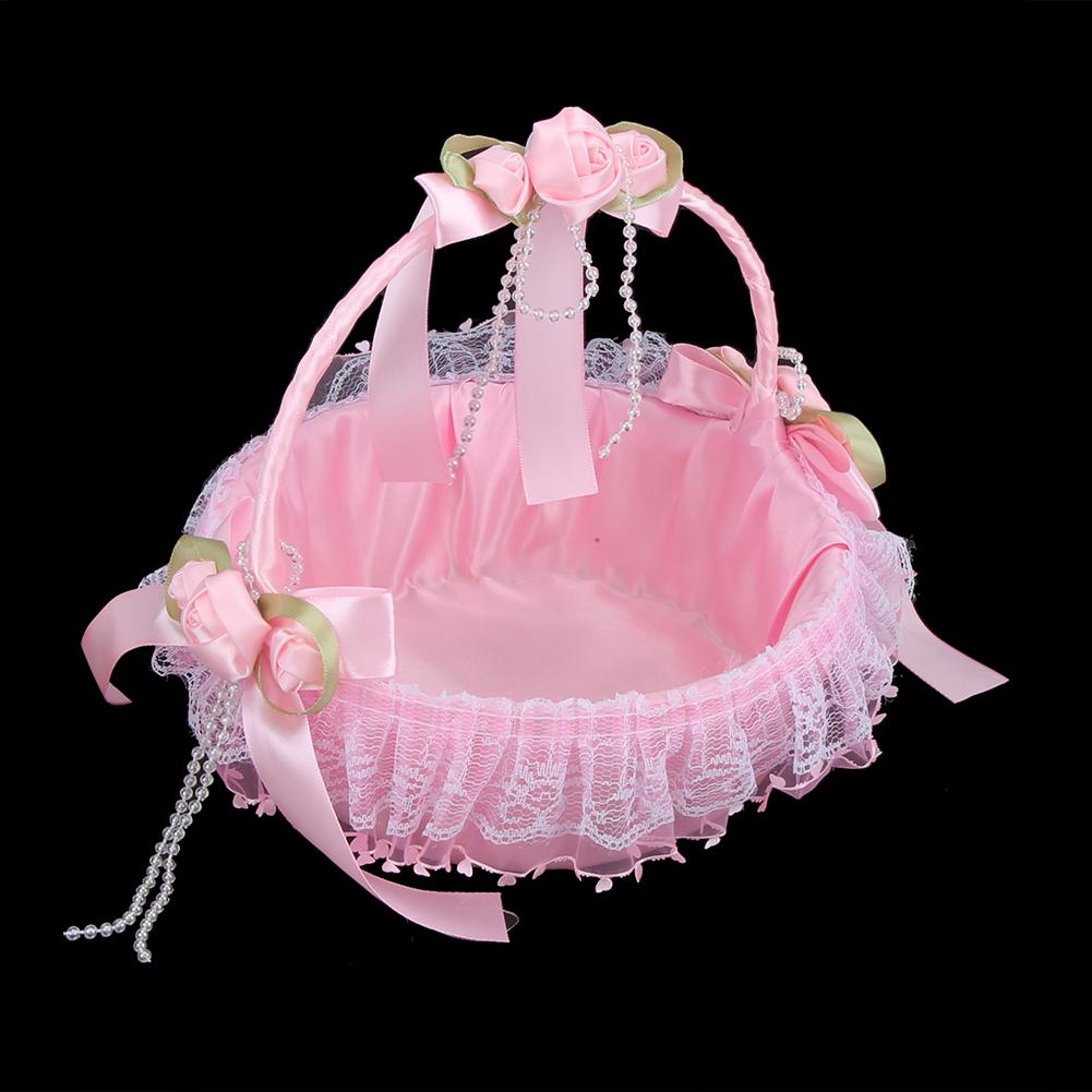 Портативная корзинка для цветов из свадебного кружева   Контейнер Декорация для вечеринки, церемонии