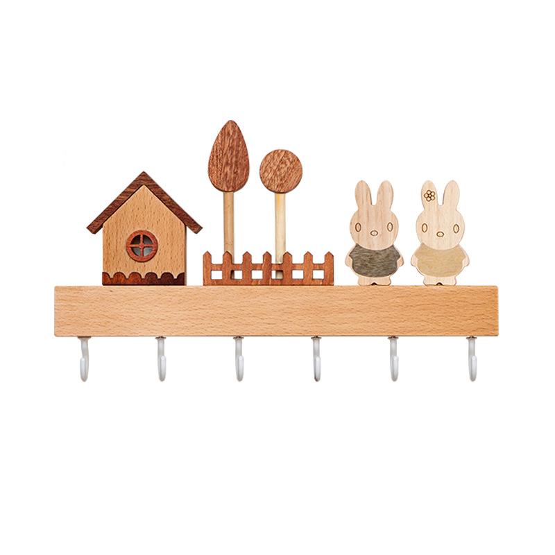 Крючок для ключей из цельного дерева, креативный настенный органайзер для ключей в прихожую без перфоратора