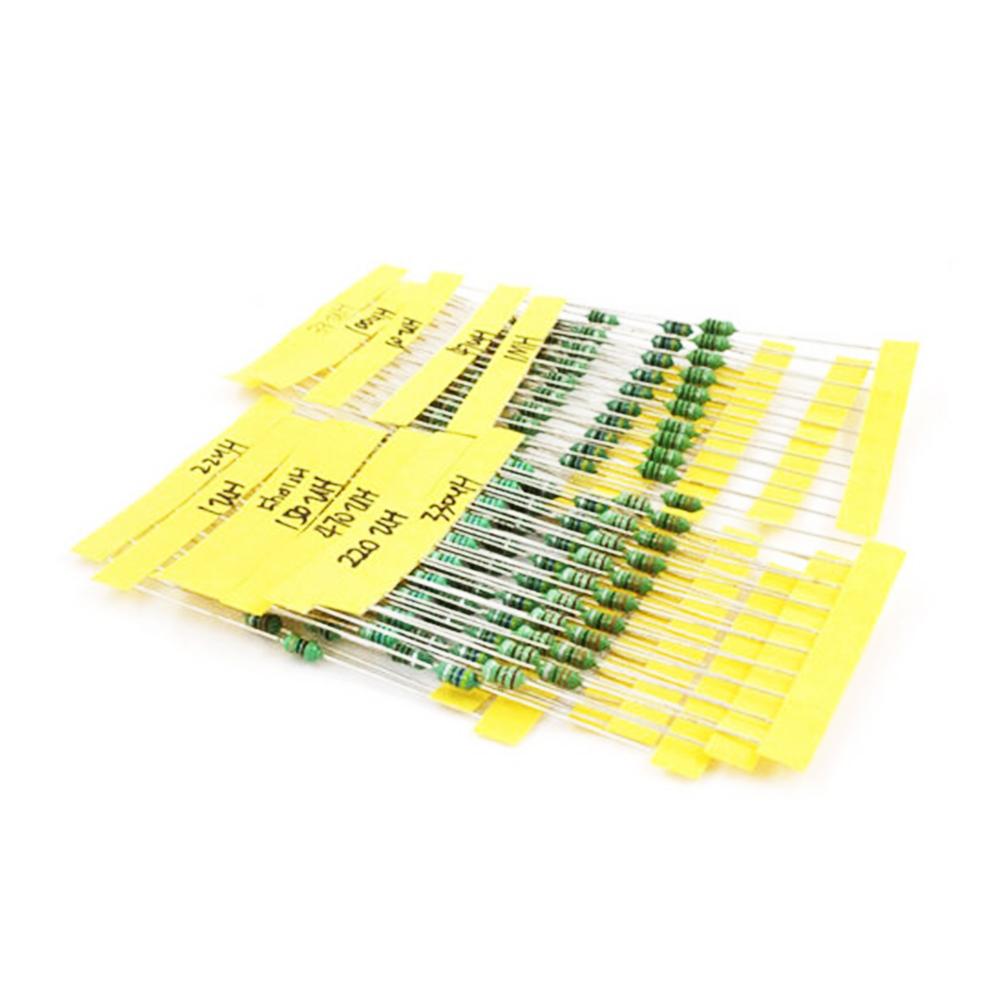 120 шт., 1/4 Вт, ассортимент индукторов 0307, ​​0,25 Вт, набор цветных кольцевых индукторов, 1UH-1MH uH, индуктивность цветного колеса