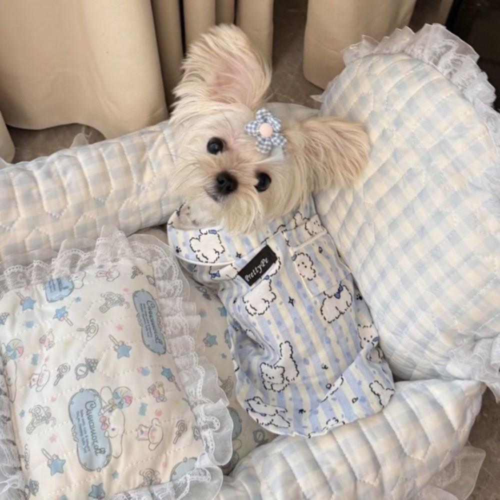 Cute Puppy Pattern Dog Sleepwear Blue Pink Short Sleeve Wear New Base Layer Clothes Indoor Wear