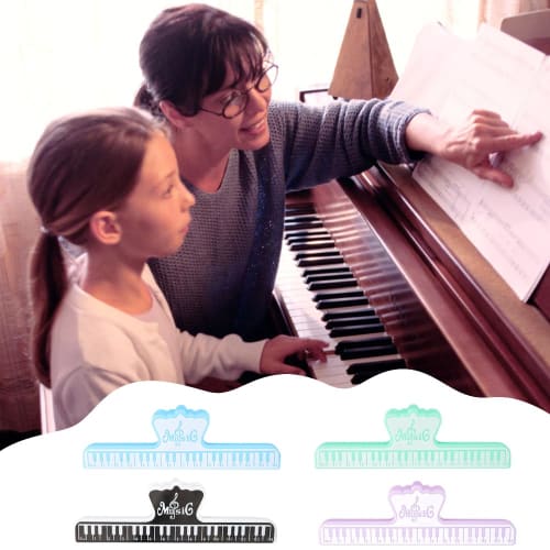 Sheet Music Clips, Music Stands, Clips, Page Holders, Music Books, Page Holders, Plastic, for Piano, Guitar, and Books, Set of 4, 4 Colors (Type B)