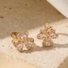 Fashion Three-leaf Clover Hoop Earrings for Women Cubic Zirconia Earring Daily Jewelry Party Accessories