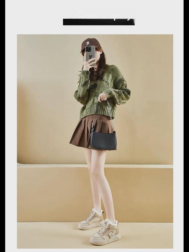 2024 Winter White Plus Velvet Thick-Soled Heightening Sports Shoes - New Korean Style for Women, SH909