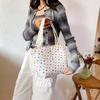 Trendy Korean Dot Pattern Shoulder Bag With Spacious Design Ideal For Everyday Use