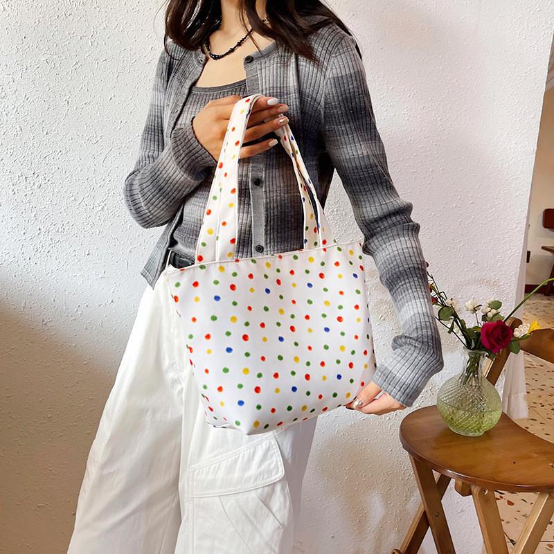 Trendy Korean Dot Pattern Shoulder Bag With Spacious Design Ideal For Everyday Use