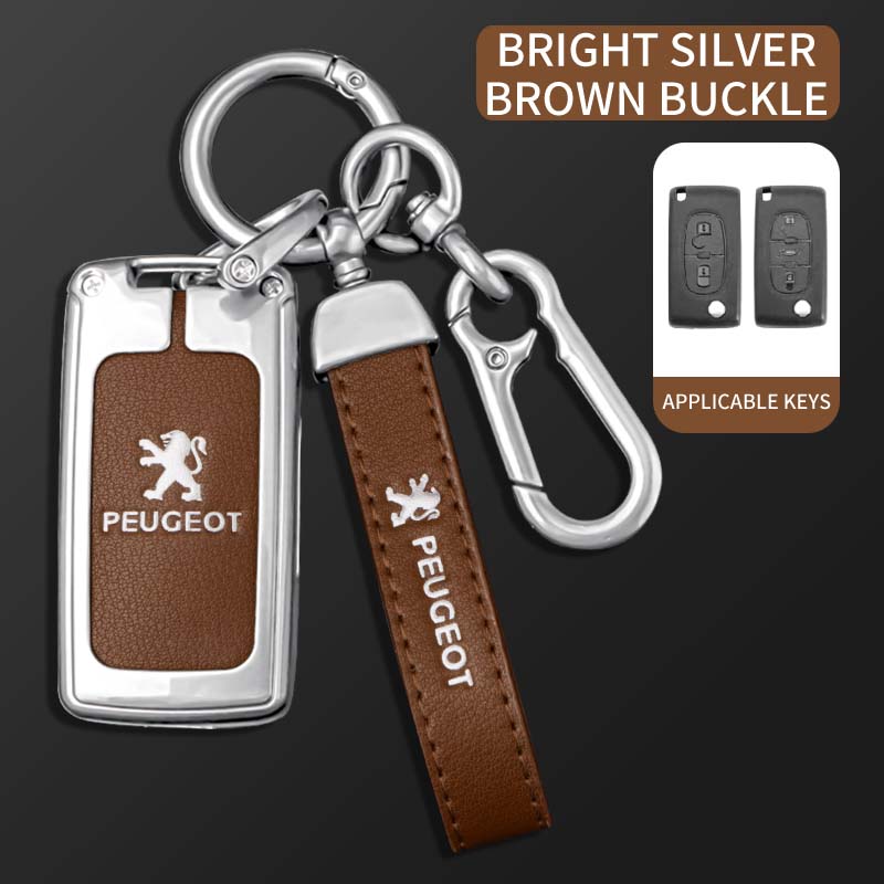 Zine Alloy Car Key Case Key Bag Shell Cover Protector Fob For Peugeot 107 307 308 407 607 3008 5008 Keychain Styling Accessories