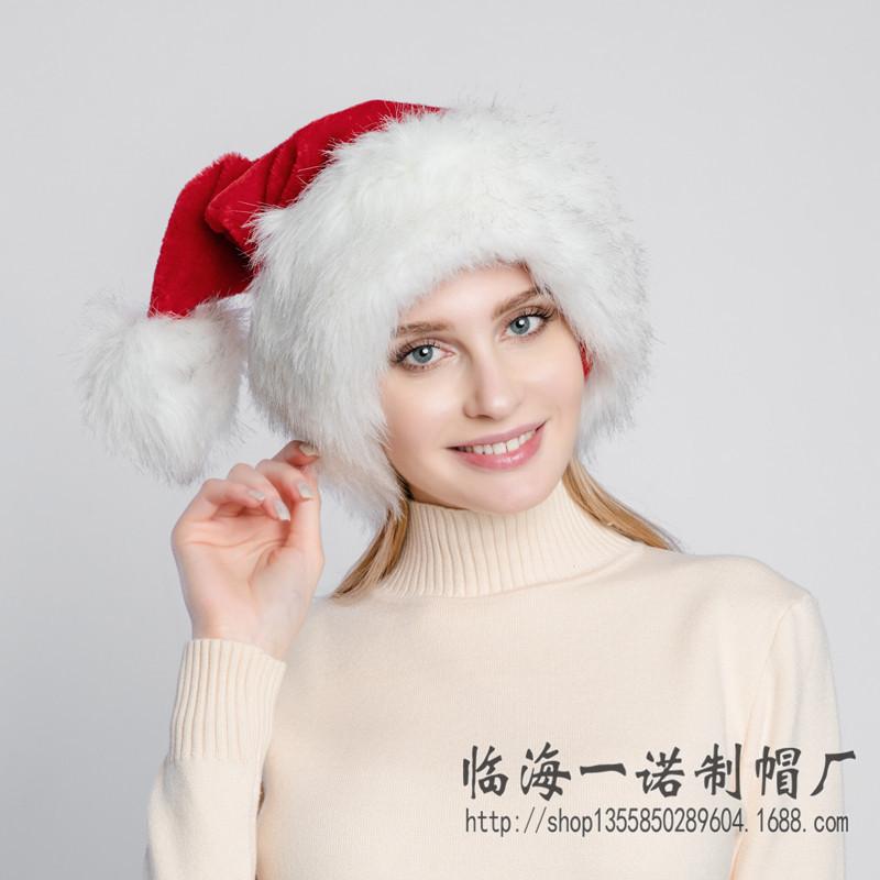 Luxury Extra Large Faux Fur Santa Hat with Big Pom Pom