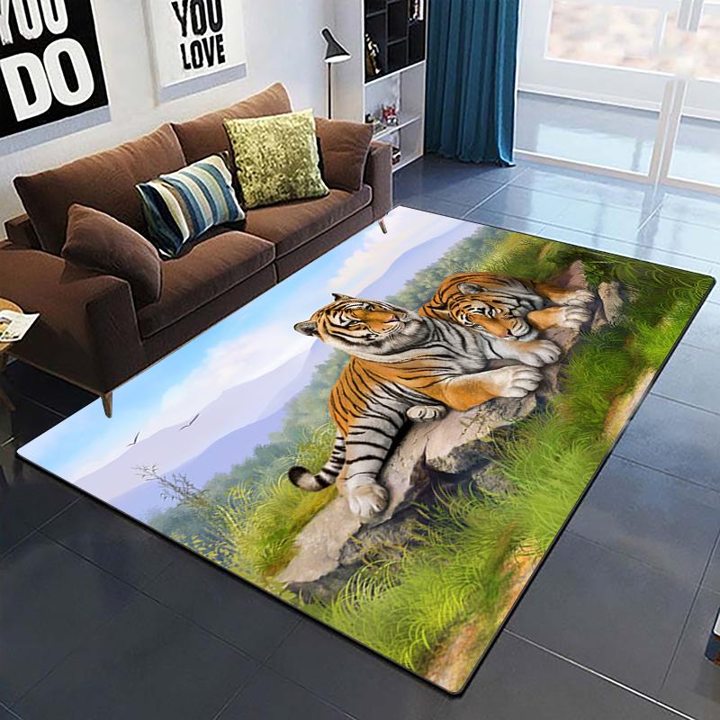 Art Domineering Tiger 3d Print Carpets For Living Room Bedroom Decor Carpet Soft Home Bedside Floor Mat Play Area Rugs Carpet