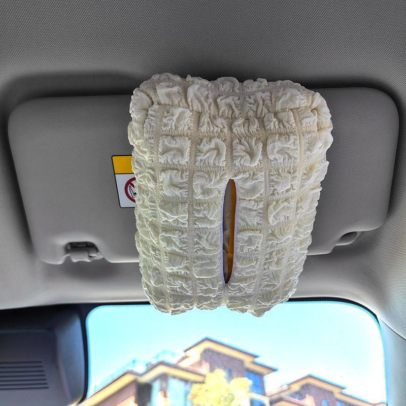 Cloth Car Tissue Box: Hangable Napkin Storage & Interior Decoration