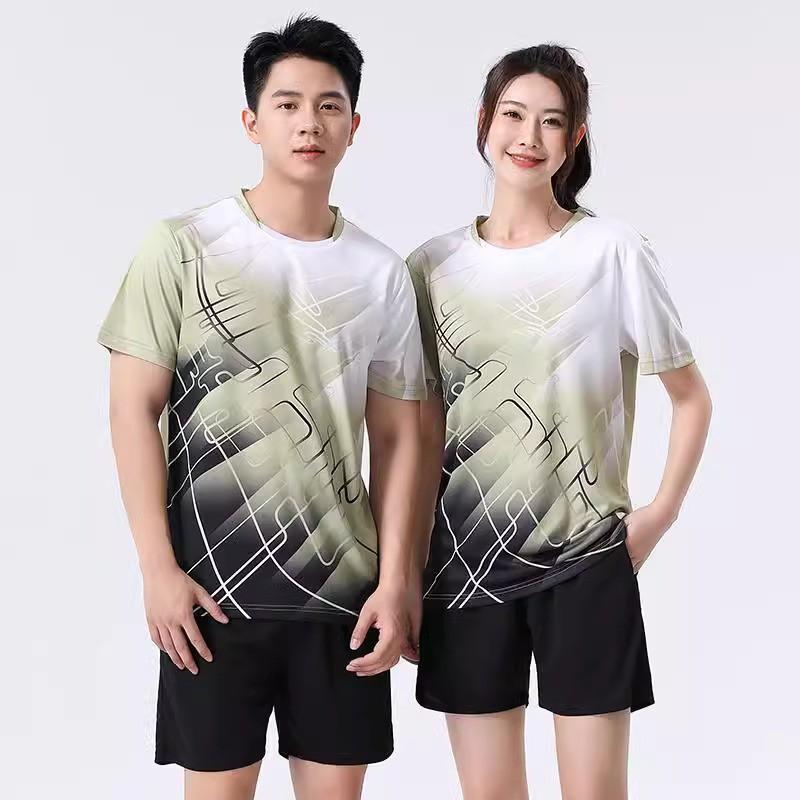 Quick-Dry Badminton Shirt Set Men Women Sportswear With Double Pockets Breathable Athletic Top