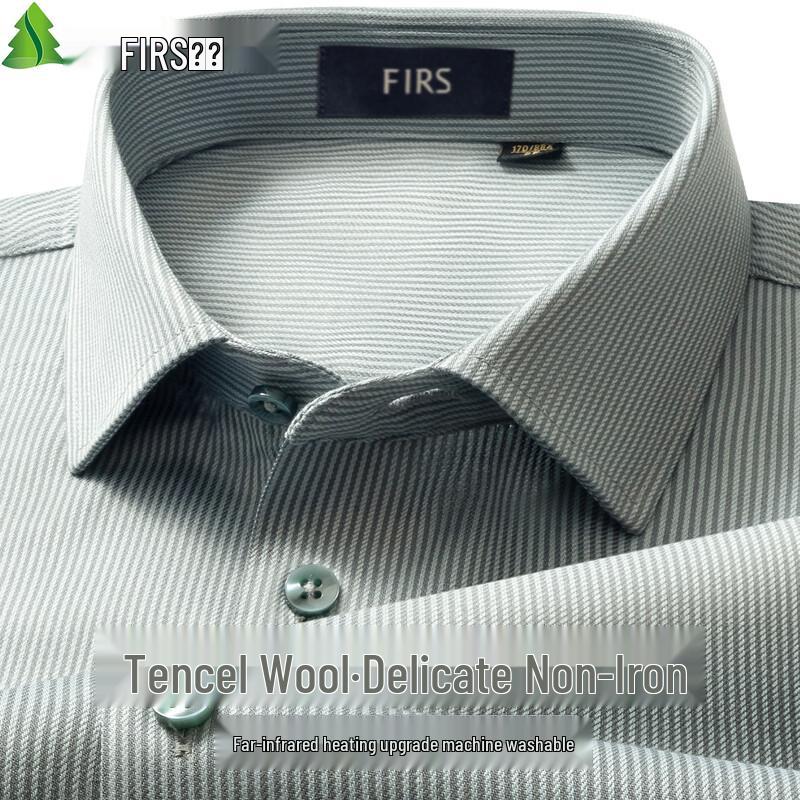 Shanshan Men's Tencel Wool Blend Easy Care Long-Sleeve Shirt