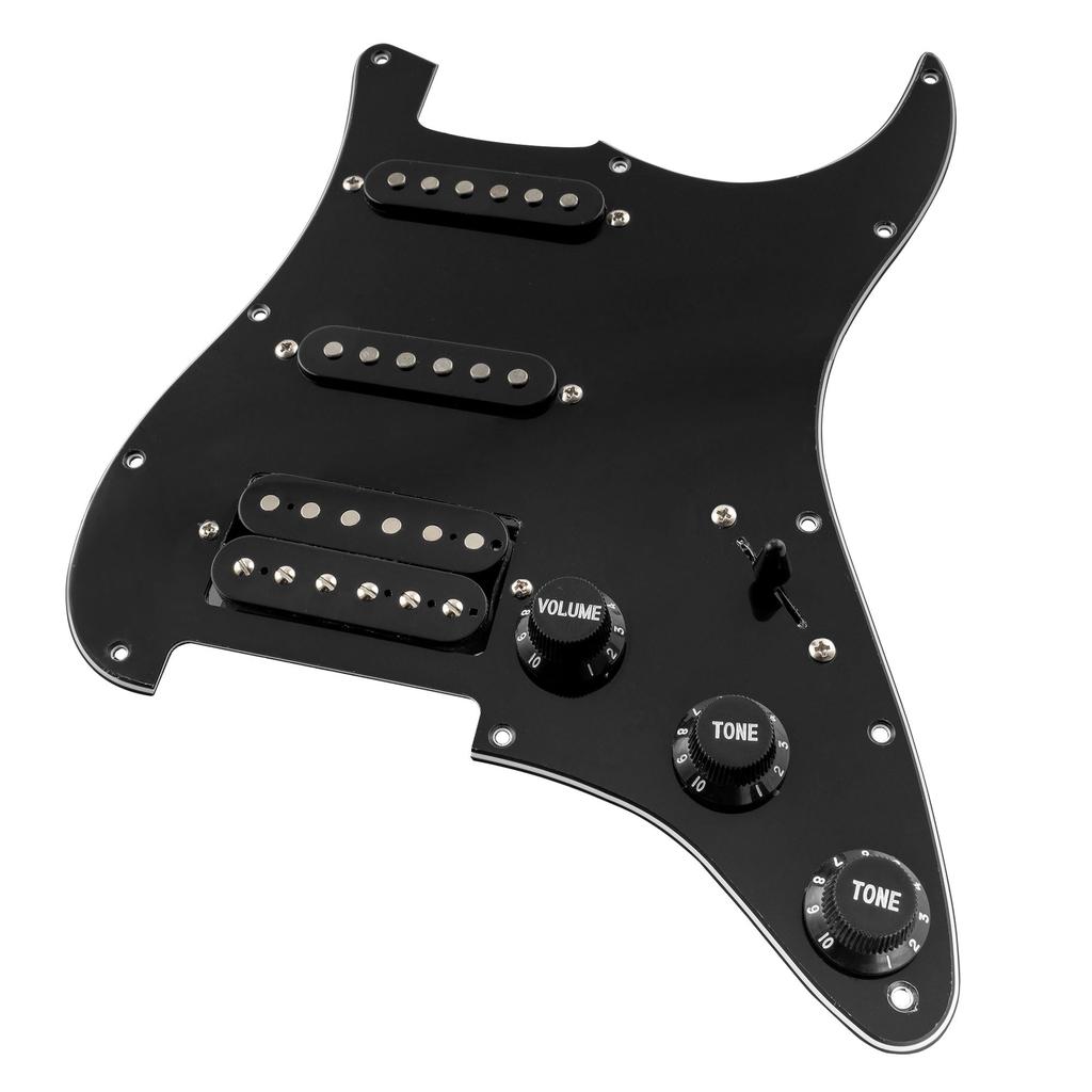 Musiclily Basic 11 Hole Strat Pick Guard с набором звукоснимателей SSH Alnico 5 для гитары Fender ST Stratocaster Electric Black 3P Pre-Wired,