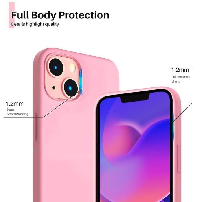 Защитный чехол - E.F.CONNECTION - для iPhone 14 Plus - Розовый силикон - Гибкий - 2 закаленных стекла