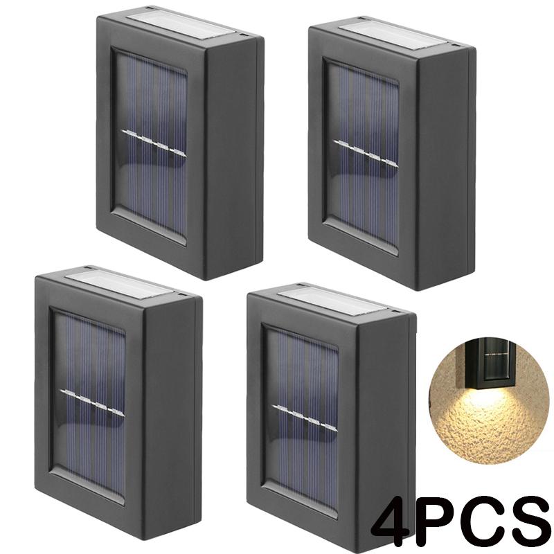 8 шт. светодиодный настенный светильник на солнечной батарее, наружное водонепроницаемое освещение вверх и вниз, украшение сада, солнечные фонари, лестница, забор, солнечный свет, лампа