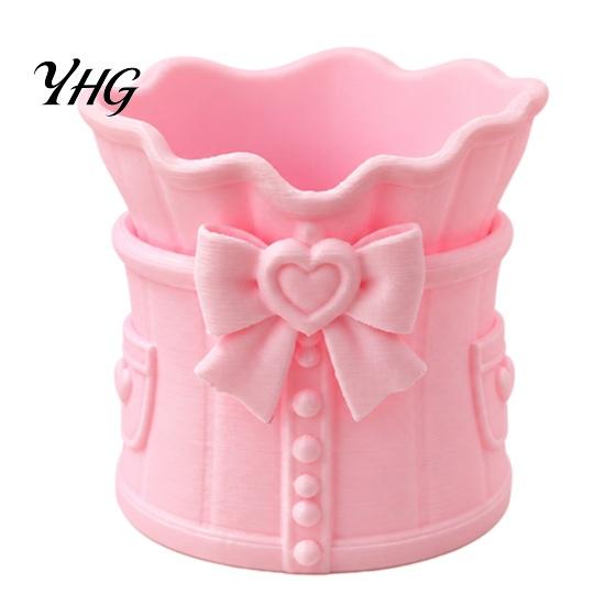 3D Printed Pen Cup Pink Bow Makeup Brush Holder, Desk Organizer, Cosmetic Decorative Holder Brushes & Storage for Vanity Decoration Sundries Container
