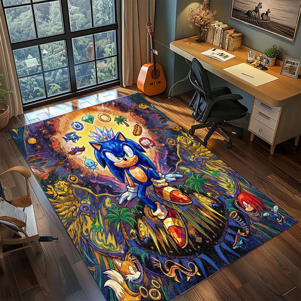 Hedgehog Sonic Floor Mat Rug Carpet Non Slip Large Area Washable Home Decor Bedroom Gamer Room.-TING