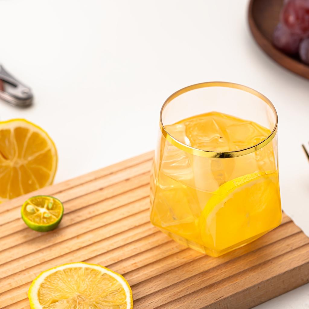 32шт ромбовидные небьющиеся пластиковые бокалы без ножки для вина, шампанского, виски, элегантные прочные одноразовые бокалы для дома и улицы, идеально подходят для баров для домашнего офиса