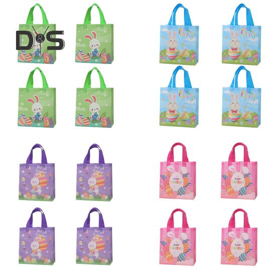 4 шт. прочный мешочек для конфет, удобный для переноски, прочный, счастливый пасхальный кролик, подарочная коробка, сумка для покупок
