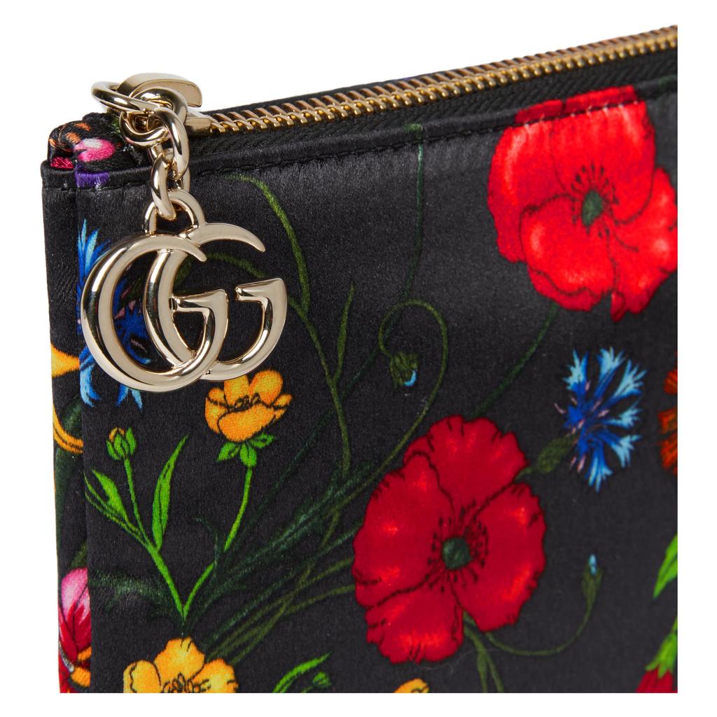 Gucci GG Marmont Printed Zip Closure Silk Clutch Women clutch Black Multicolor 826197-FAEJD-1070