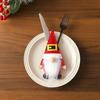 Cartoon Santa Claus Silverware Holder Cute Xmas Tableware Storage Bag  Holiday Dinner