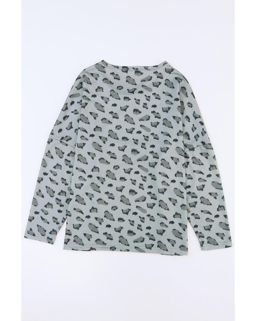 Azura Exchange Animal Print Stitching Loose Long Sleeve Top