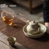 Retro Grey Glaze of Grass and Wood Tea Pot Handmade Craft Ceramics Strainers Filter Teapots Household Kung Fu Puer Kettle Gift
