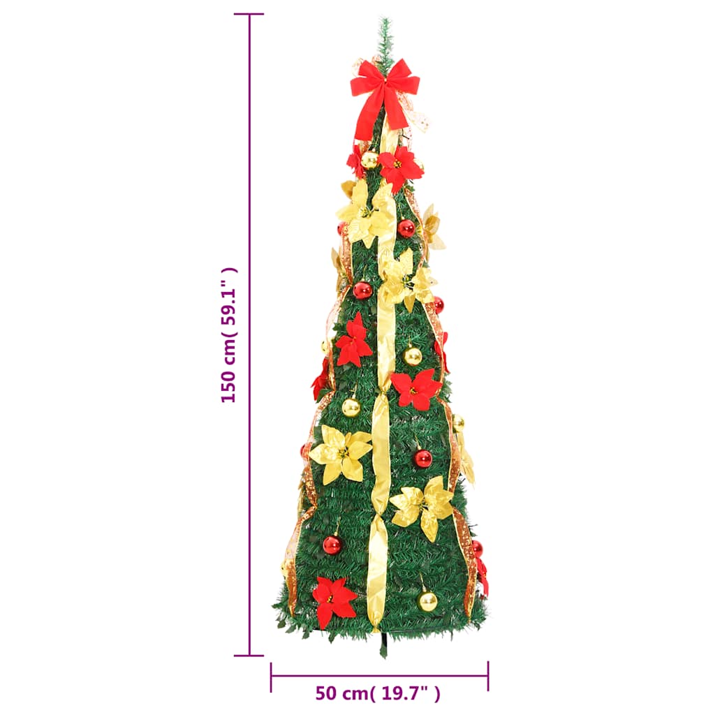 Pop Up Artificial Christmas Tree with 100 LEDs Green 150 cm