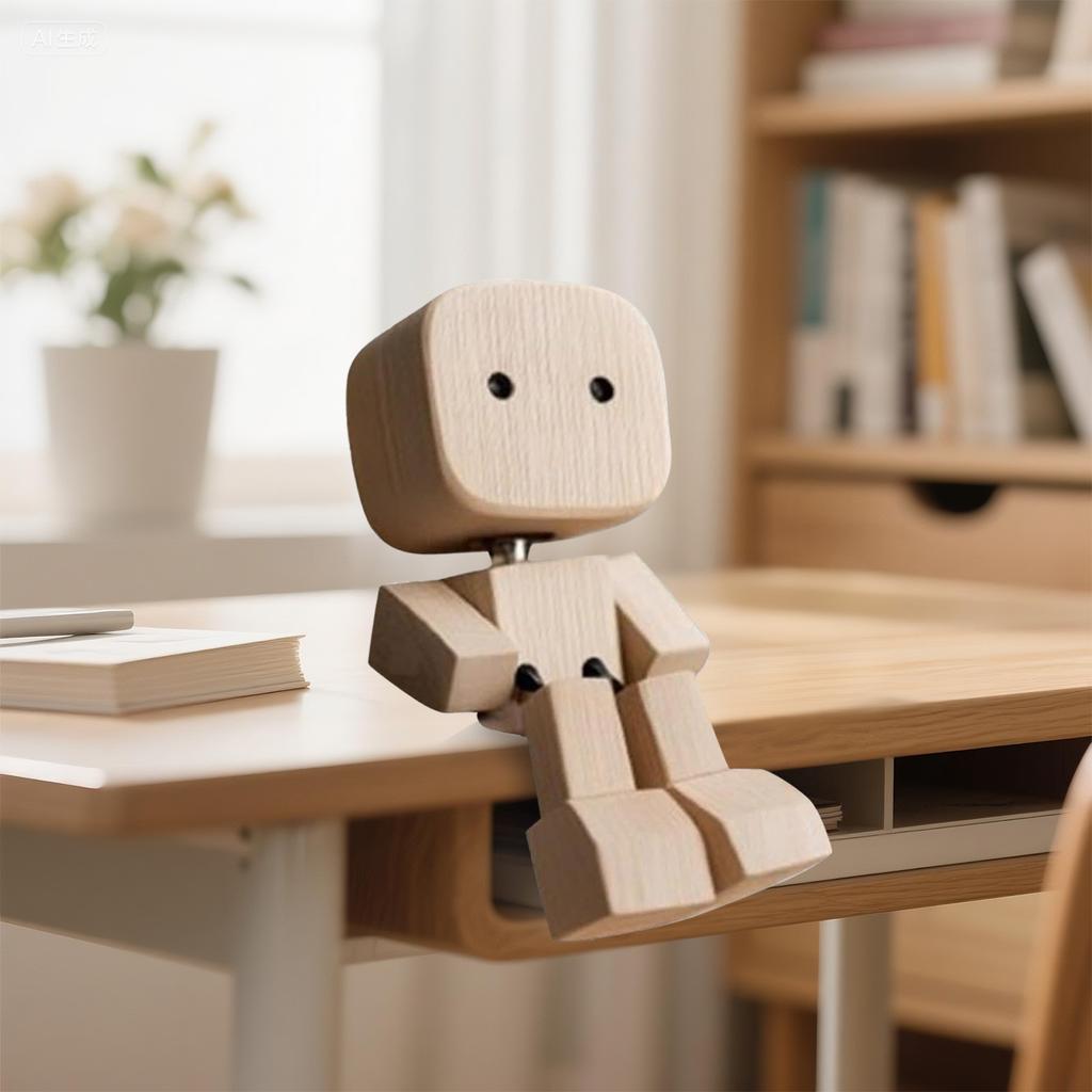 Дрожащая деревянная статуэтка человека Ручная работа Дрожащие ноги Деревянная кукла для дома