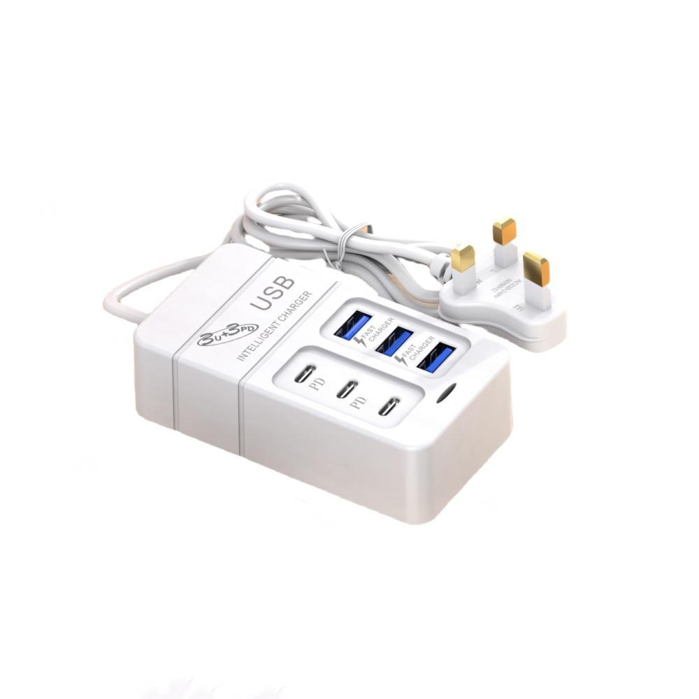 6 IN 1 USB Charger PD Type C 35W Fast Charging Wall Phone Charger Adapter Quick Charge 3.0 USB Hub EU US Plug USB Type C Charger