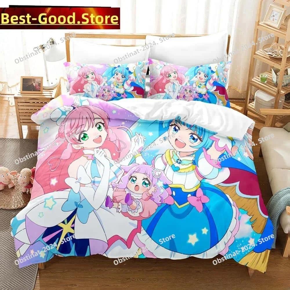 3D Kawaii Аниме Хирогару Скай! Постельное белье с принтом Pretty Cure Пододеяльник Наволочка Комплект постельного белья Простыня из льна Чехол на одеяло Размер Full