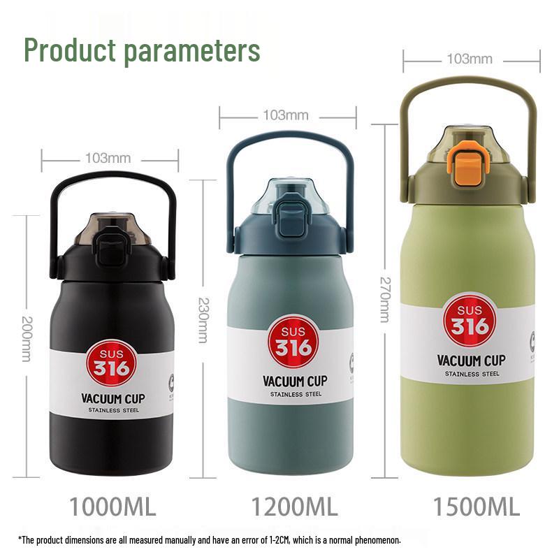 Baol 316 Stainless Steel Thermal Mug with Straw - Large Capacity Sports Water Bottle for Women & Men